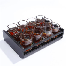 Vanjoin Popular 6pcs 12pcs Liqueur Glass Heavy Base Whisky Shot Glasses Set With Wooden Stand